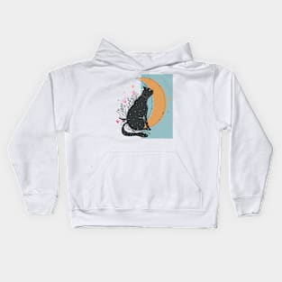 Spirit Moon Cat flower Kids Hoodie